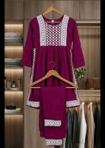 Purple Kurta Set Embroidery with dupatta