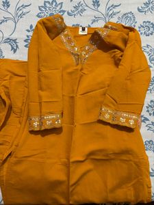 Elegant Mustard Kurta Set Size Small
