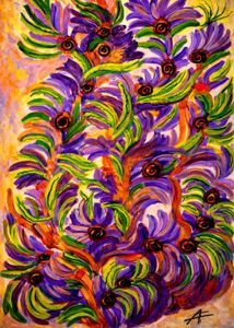 Floral Abstract Original Painting on 18"x12" board