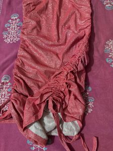 Sparkly Pink Ruched Mini Dress