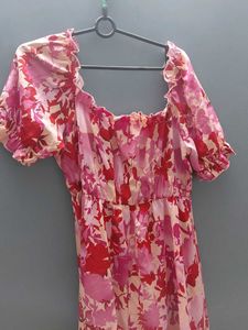 Floral Print Square Neck Dress
