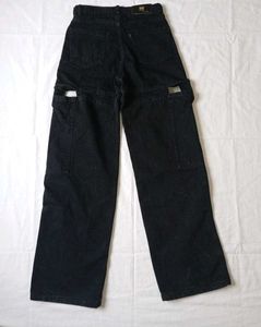 Black Cargo Style Pants with Cut-Out Detail