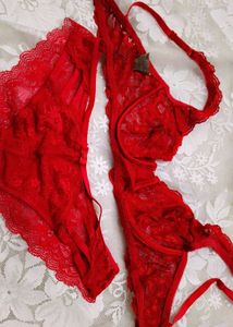 Stunning Red Lace Bra &amp; Panty Set
