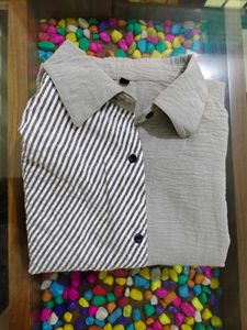 Stylish Striped & Solid Color Block Shirt