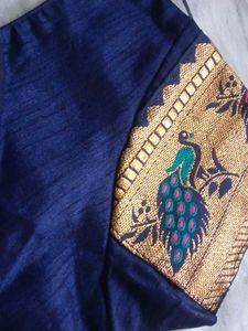Elegant Blue "Saree" and "blouse"with Peacock Bord