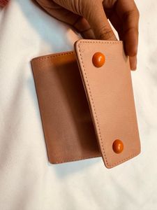 Peach Leather bi-Fold Wallet