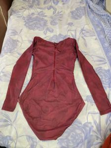 Burgundy Long Sleeve Bodysuit
