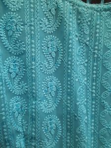 Sky Blue Attractive  Chikenkari Kurta Set