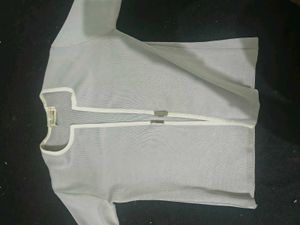 Elegant Grey Jacket with White Trim