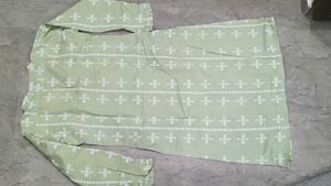Light Green Kurta with White Print..