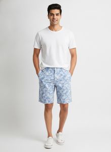 Men's Blue Tropical Print Shorts