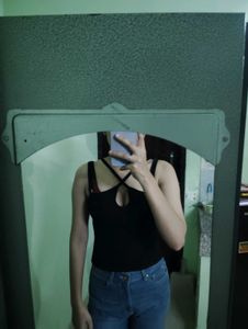 Stylish Black Cut-Out Cami Top