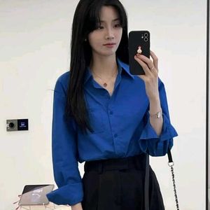 Chic Blue Button-Up Shirt