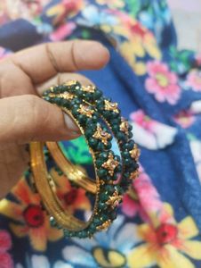 Heavy Golden Green Bangles