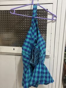Chic Blue &amp; Green Plaid Halter Top