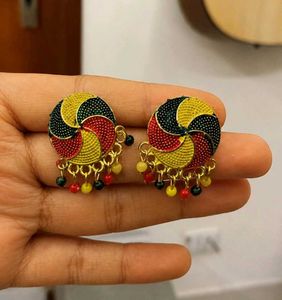 Colorful Swirl Boho Dangle Statement Stud Earrings