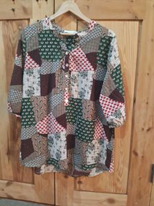 Vintage Patchwork Print Tunic Top