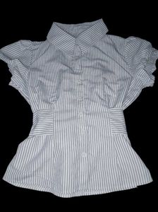 Savana Chic Striped Puff Sleeve Blouse