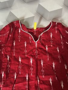 Red Ikkat Print Kurta buy1get1