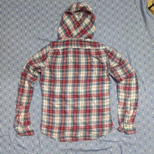 Red Plaid Hoodie Shirt