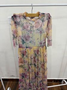 Sunshine Floral Printed Mesh Maxi Dress