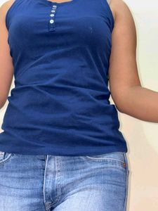 Navy Blue Henley Tank Top