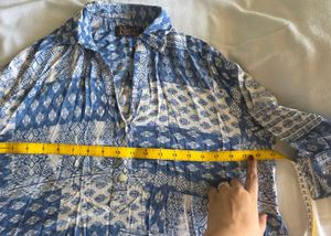 Blue &amp; White Printed Top