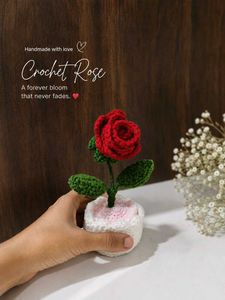 Crochet Rose Plant Decor