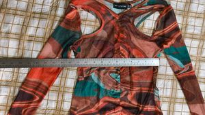 Sheer Marble Print Long Sleeve Top