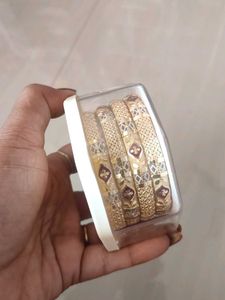Elegant Gold Bangles with Enamel Work