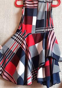 Combo Stylish Checkered Fit &amp; Flared Dress And Fruity Orange Polka Dots