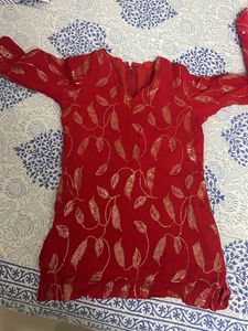 Pure Chinnon Kurta Sharara Set For Girls .age 7- 9