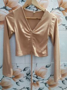 Nude Colour Knot Crop Top For Women