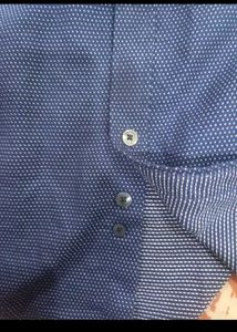Men's Blue Textured Full Sleeve Shirt