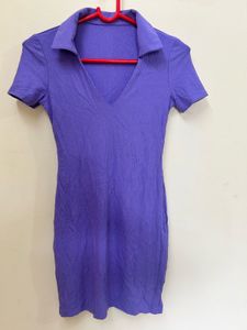 Purple Ribbed Mini Dress