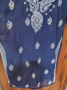 Embroidered Blue Chiffon Blouse