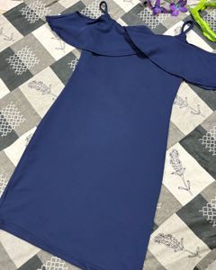 Navy Blue Cold Shoulder Dress