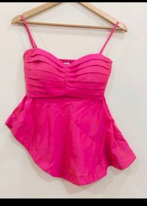 Hot Pink Ruffled Peplum Top