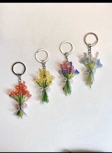 Handmade Beaded Flower Bouquet Keychains