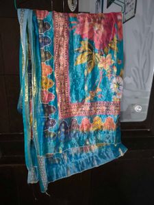 Teal Kurta Set with Printed Dupatta