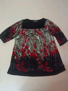 Floral Print Velvet short dress