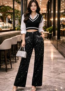 Stylish Black &amp; White Sweater Vest