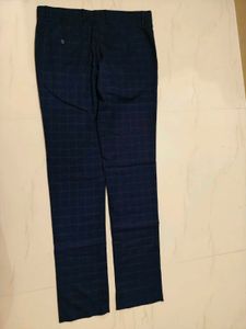 Men's Navy Blue Checked Trousers