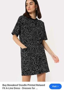bewakoof doodle printed relaxed fit A line dress