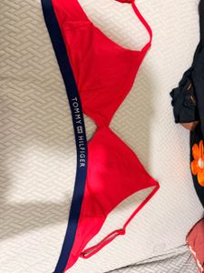 Tommy Hilfiger Red Triangle Bikini Top