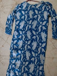 Blue Floral Print Kurta