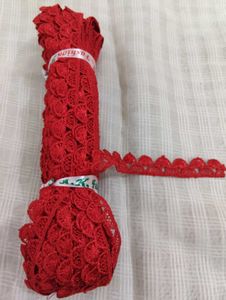 Red Lace Trim with Scalloped Edge