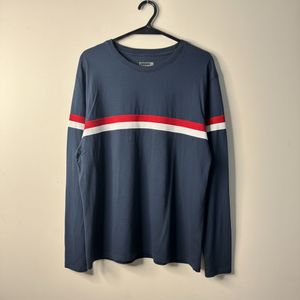 Men’s Navy Crew Neck Striped Full Sleeve T-Shirt