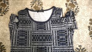Patterned Cold Shoulder Top
