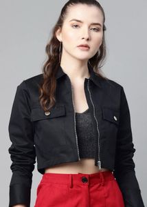 SALE - Black Cropped Denim Jacket